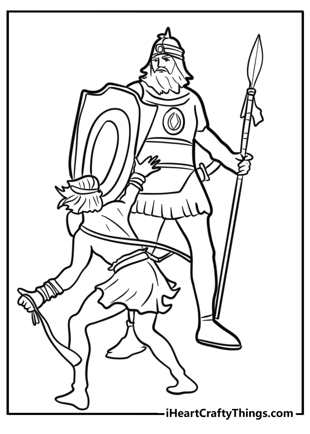 David facing goliath in battle free pdf coloring page