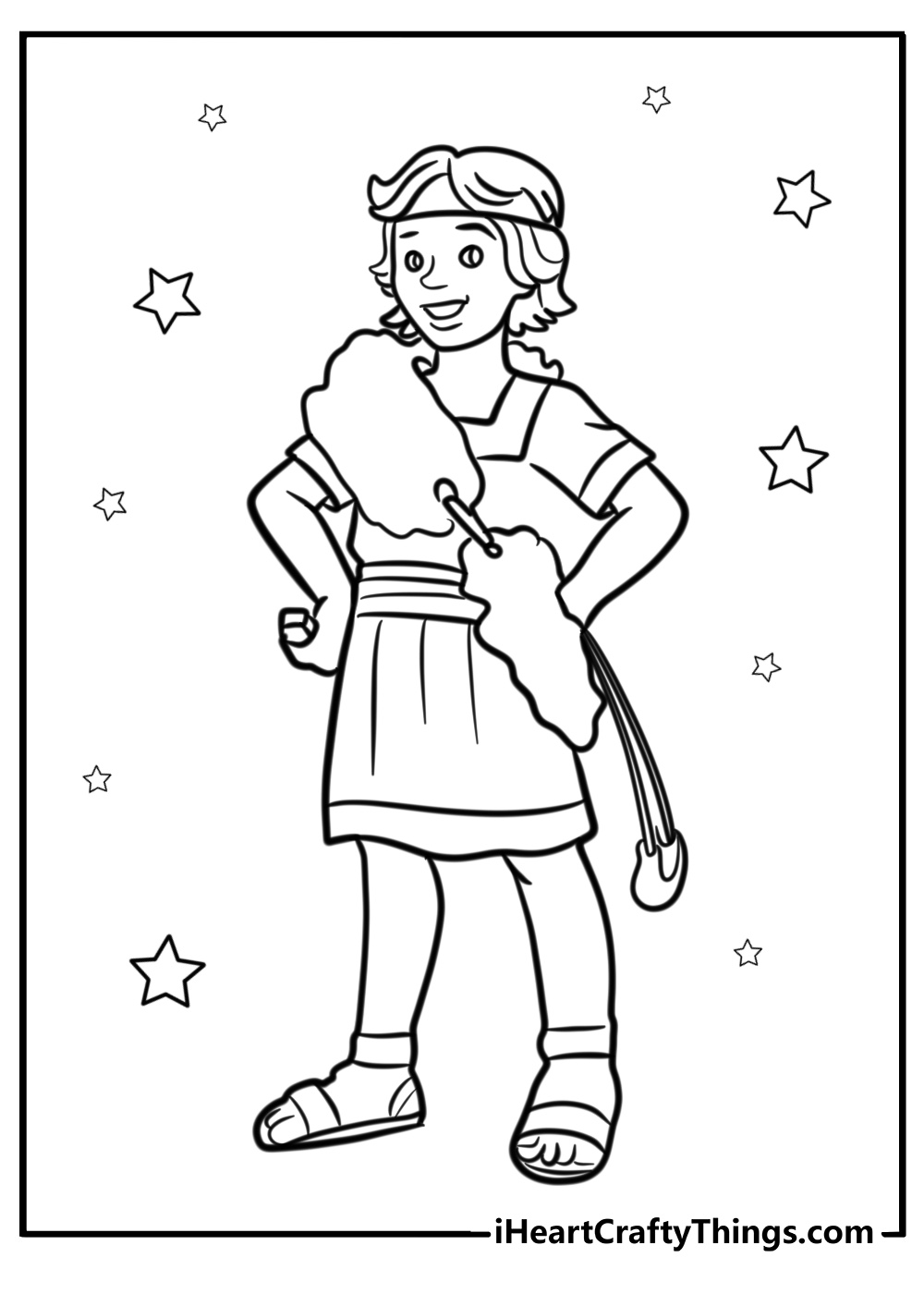 David holding a slingshot detailed bible story coloring sheet