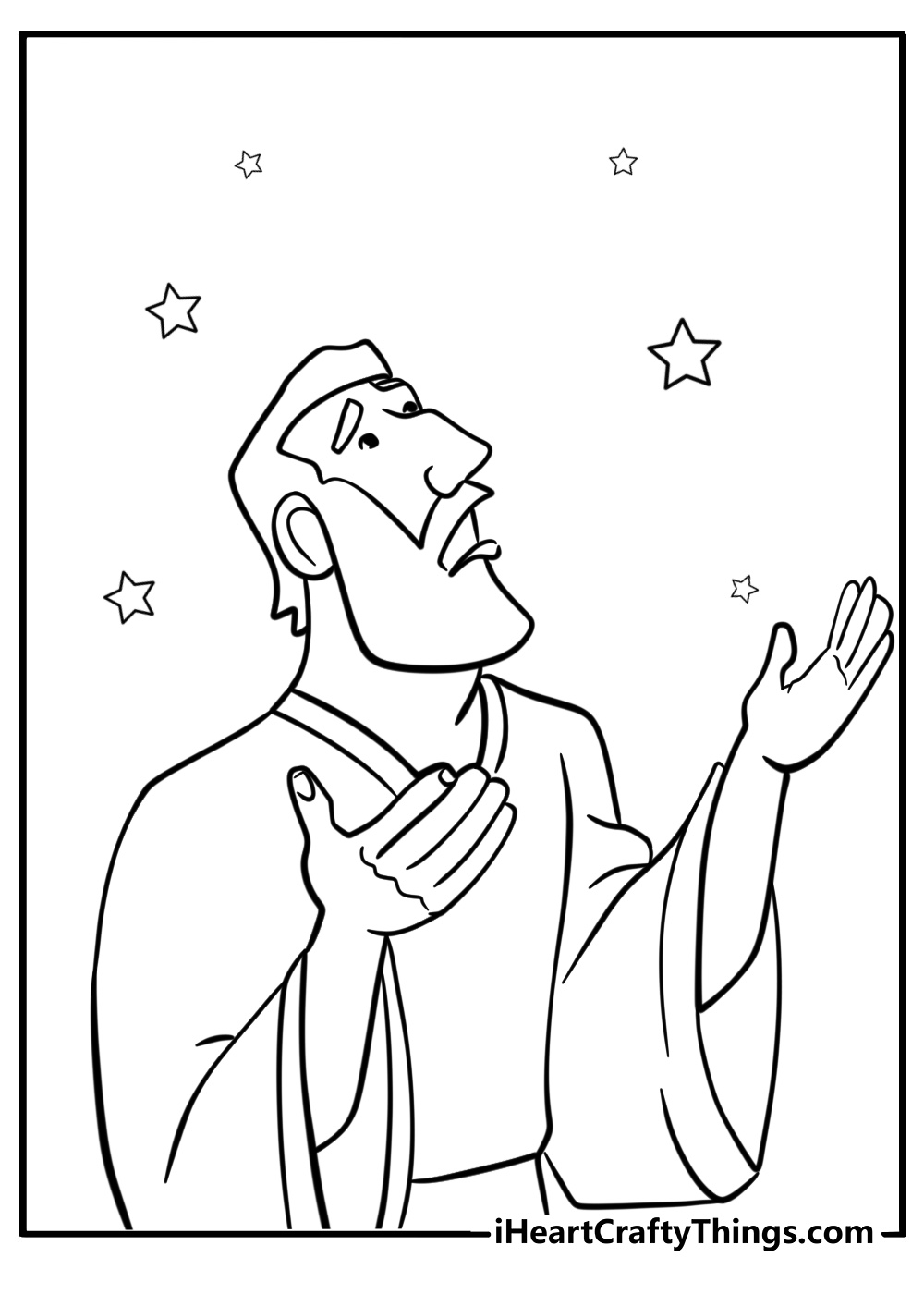 David praying before battle cartoon coloring sheet for kids