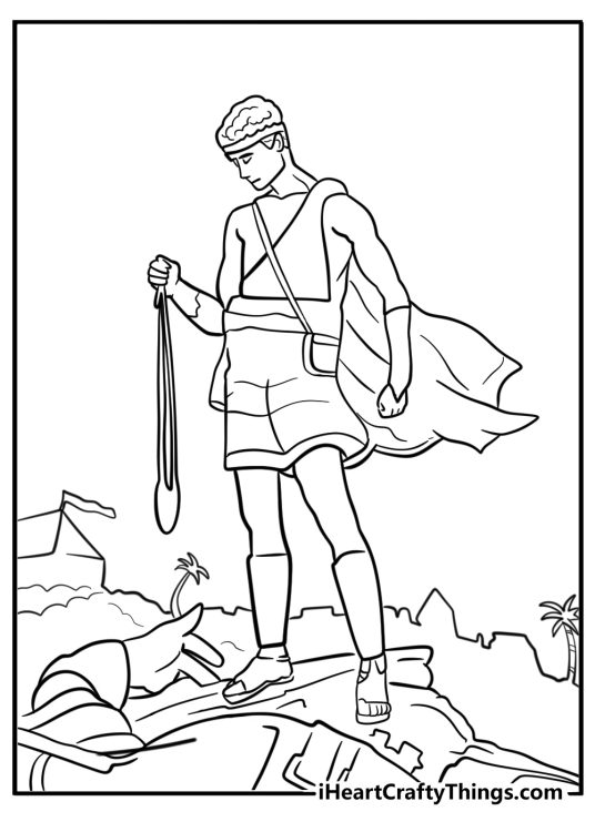 David triumphing over goliath free bible story pdf coloring page