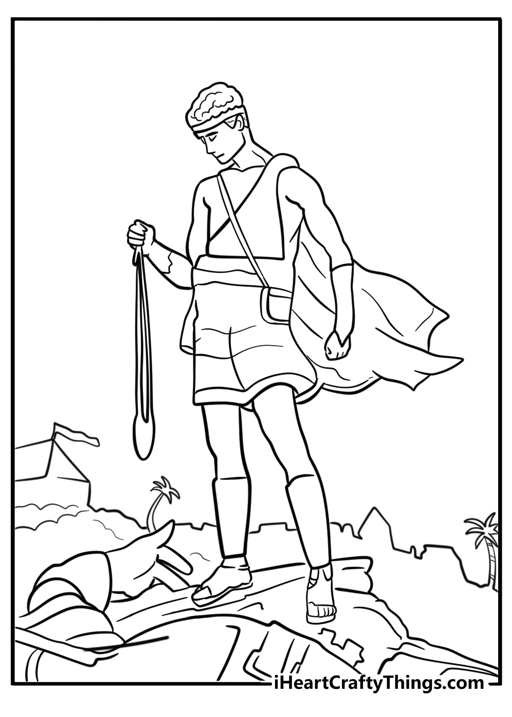 David triumphing over goliath free bible story pdf coloring page