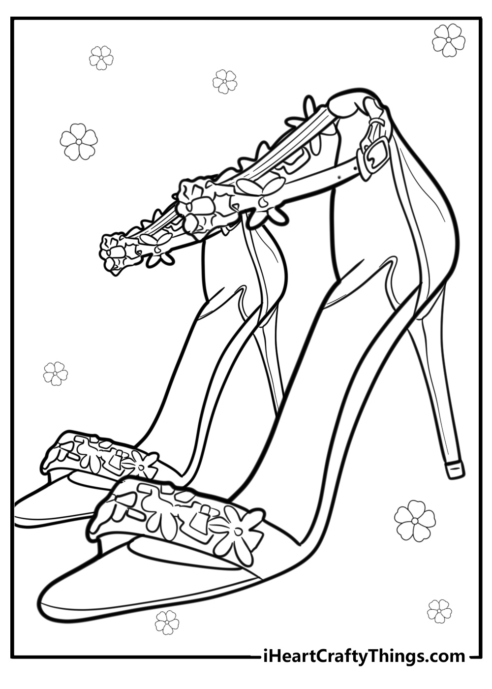 Designer stiletto heel printable coloring page