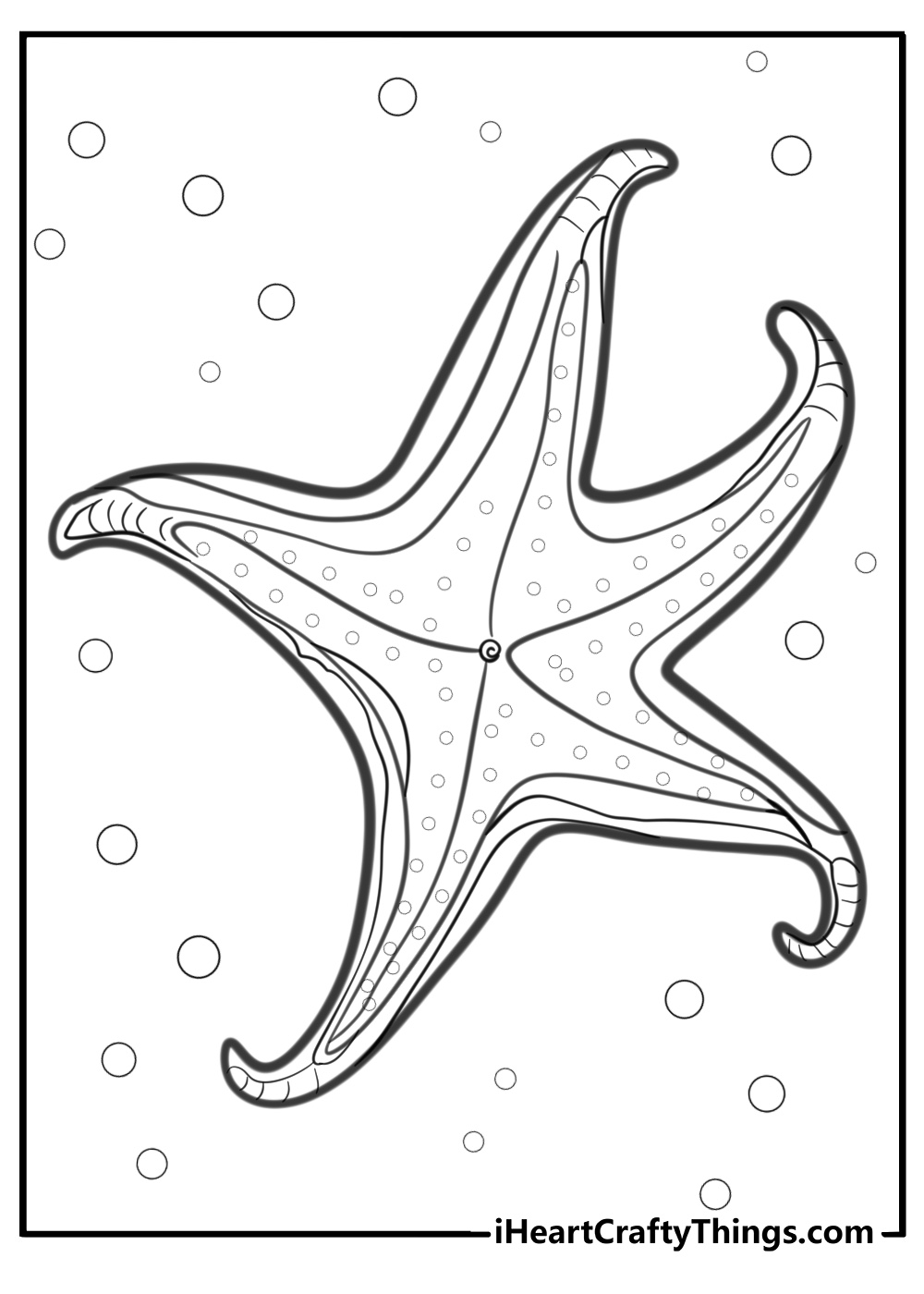 Detailed sea star coloring sheet for adults