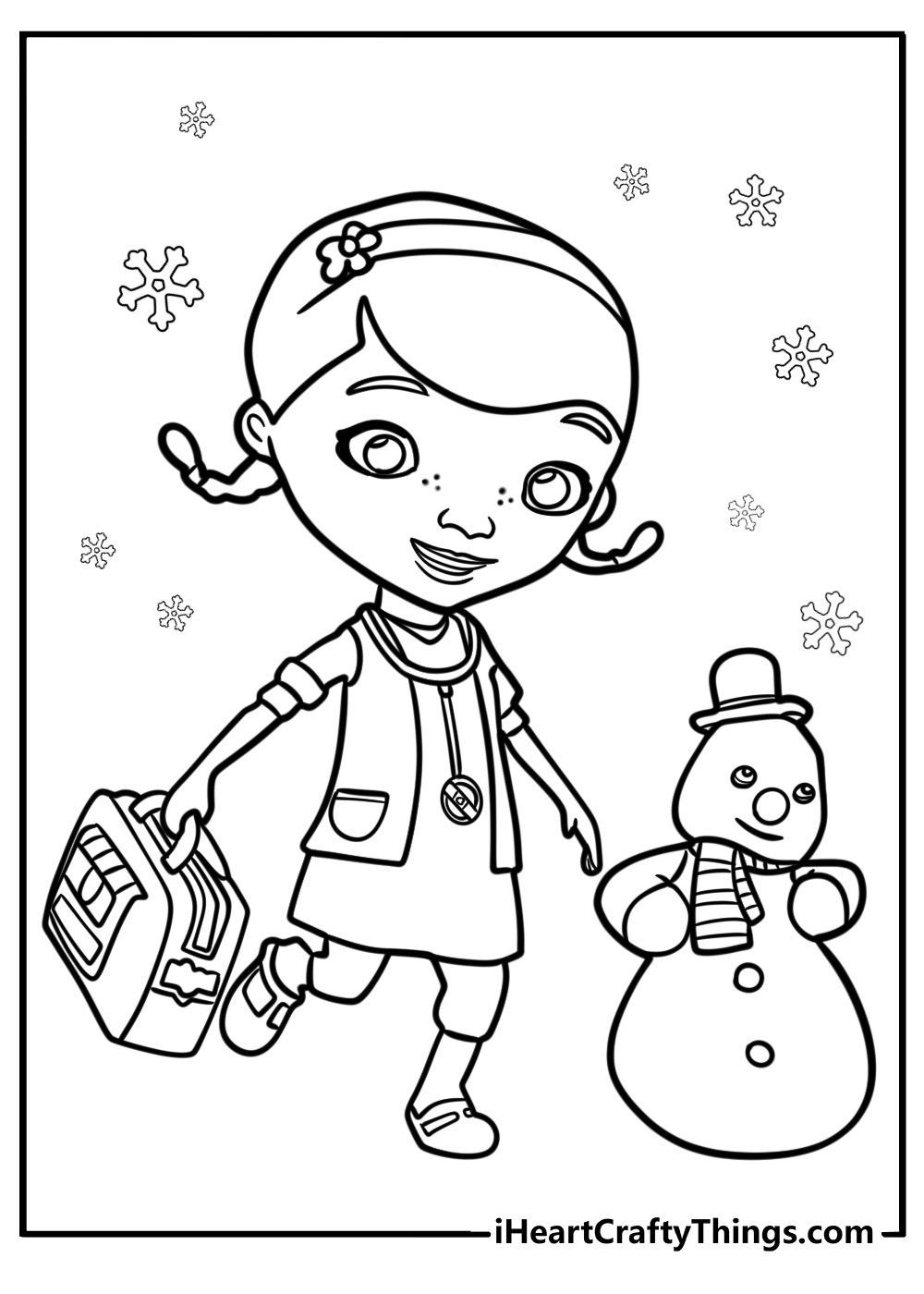 Doc mcstuffins and chilly playing free coloring page pdf