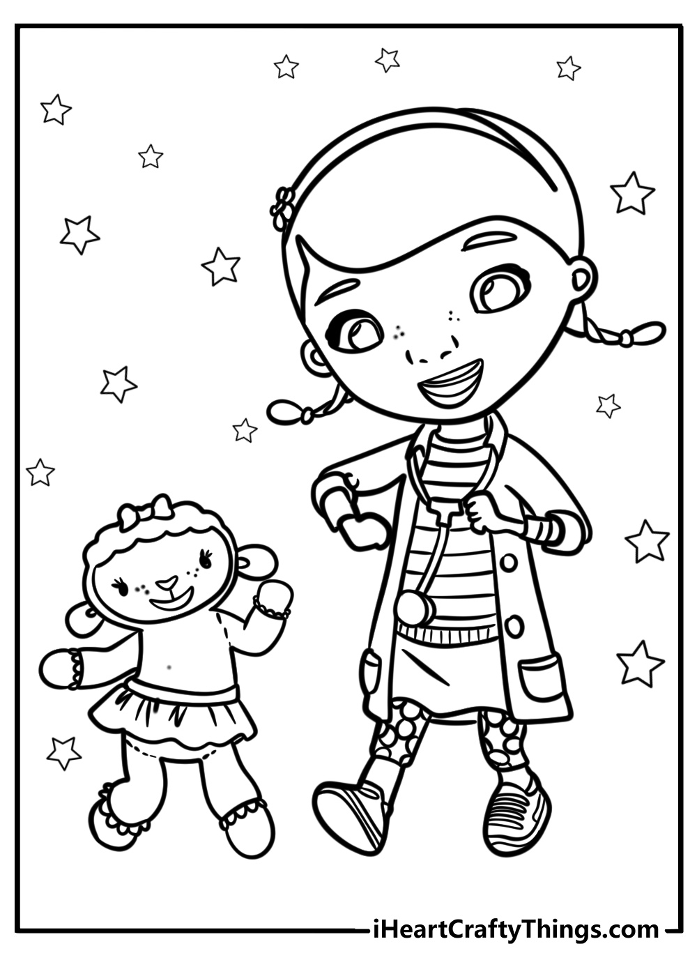 Doc mcstuffins and lambie dancing free pdf coloring page