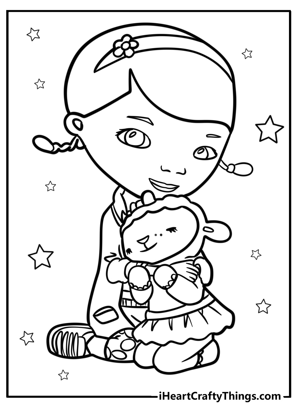 Doc mcstuffins hugging lambie fun coloring sheet