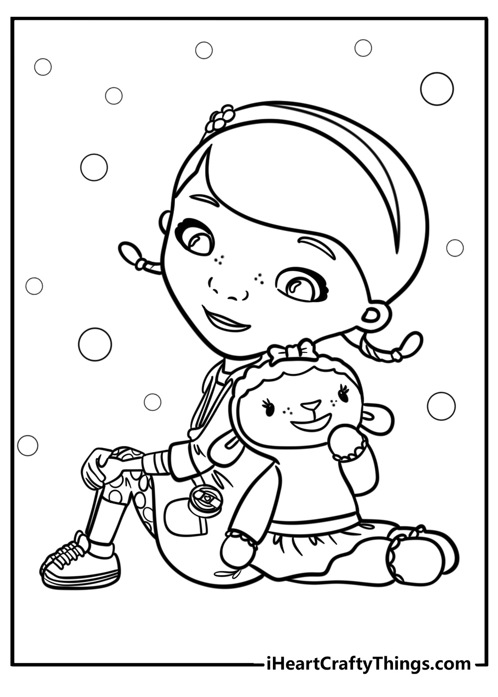 Doc mcstuffins taking care of lambie detailed coloring sheet