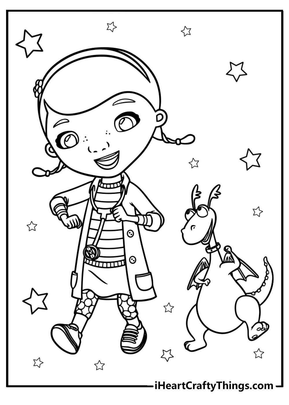 Doc mcstuffins taking care of stuffy printable coloring page