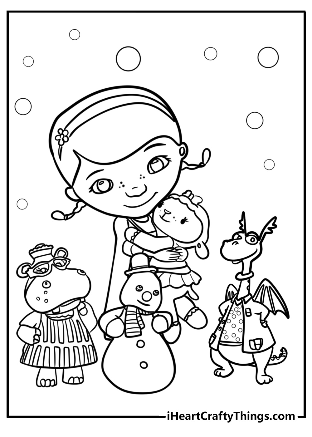 Doc mcstuffins with all her friends free coloring page pdf