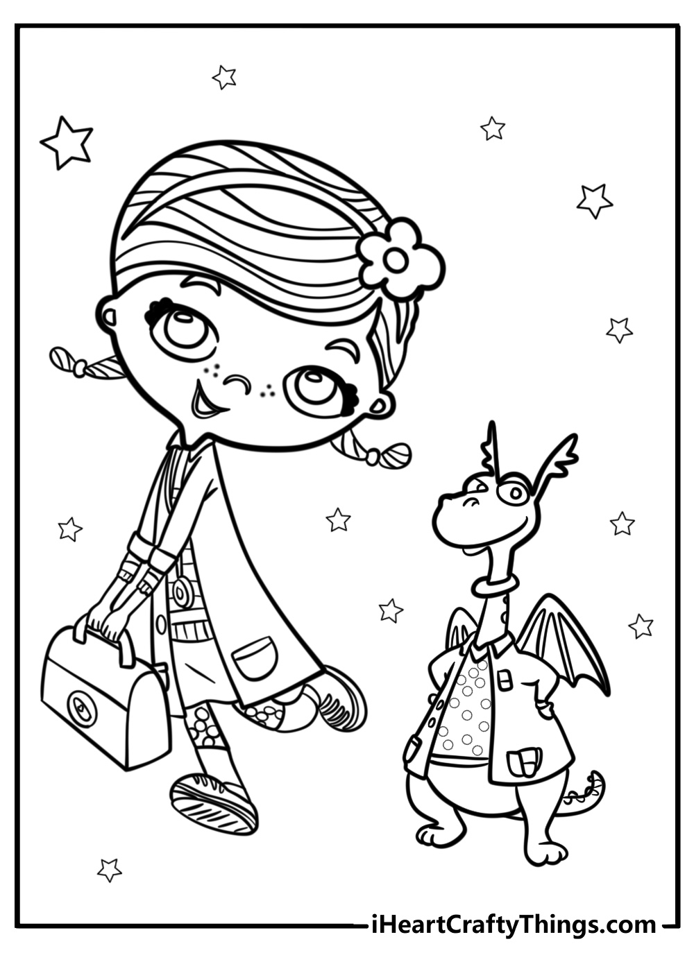 Doc mcstuffins with stuffy free printable coloring page pdf