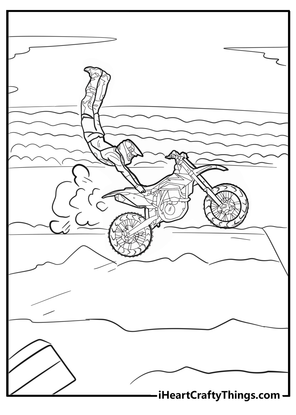 Double hart attack trick on dirt bike coloring page