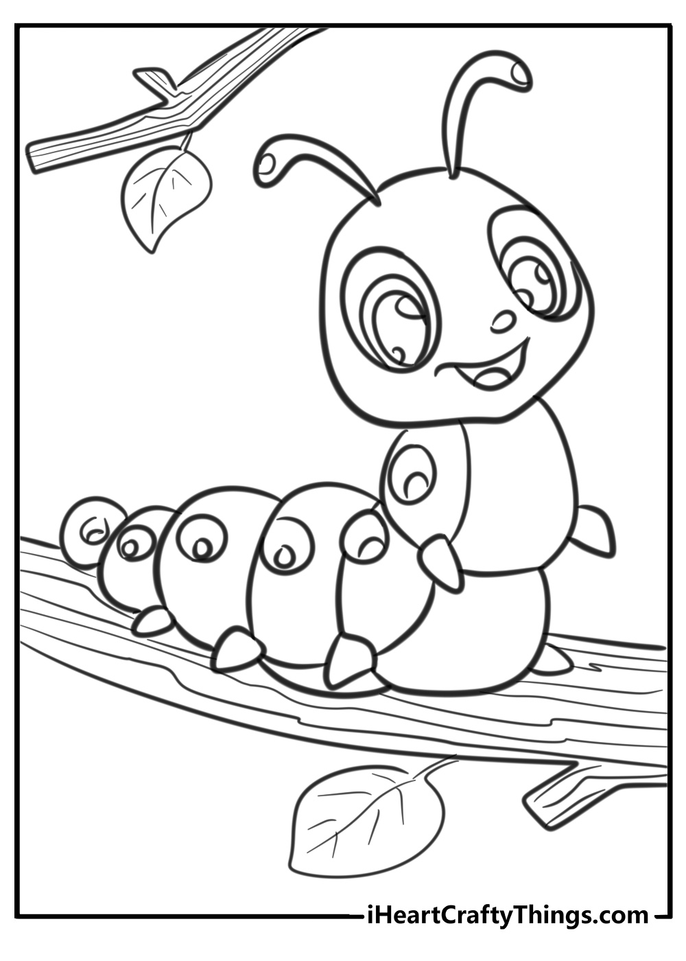 Easy caterpillar coloring page for preschoolers