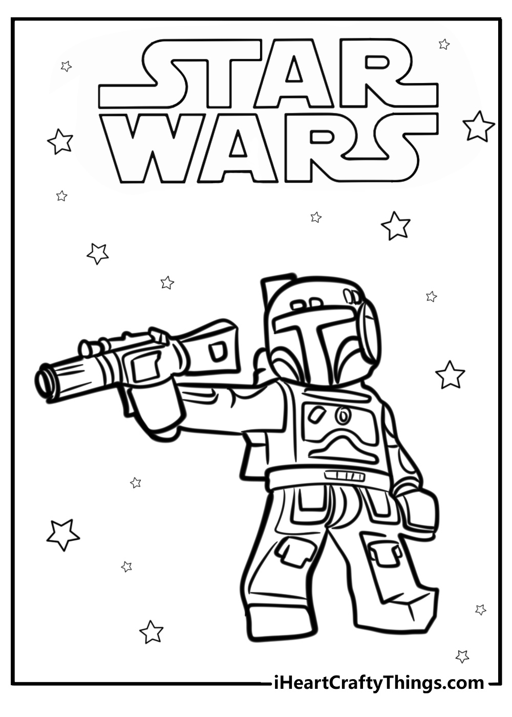 Easy lego boba fett in armor free printable coloring page