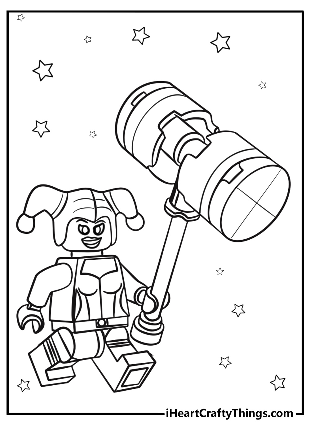 Easy lego harley quinn coloring page for kids