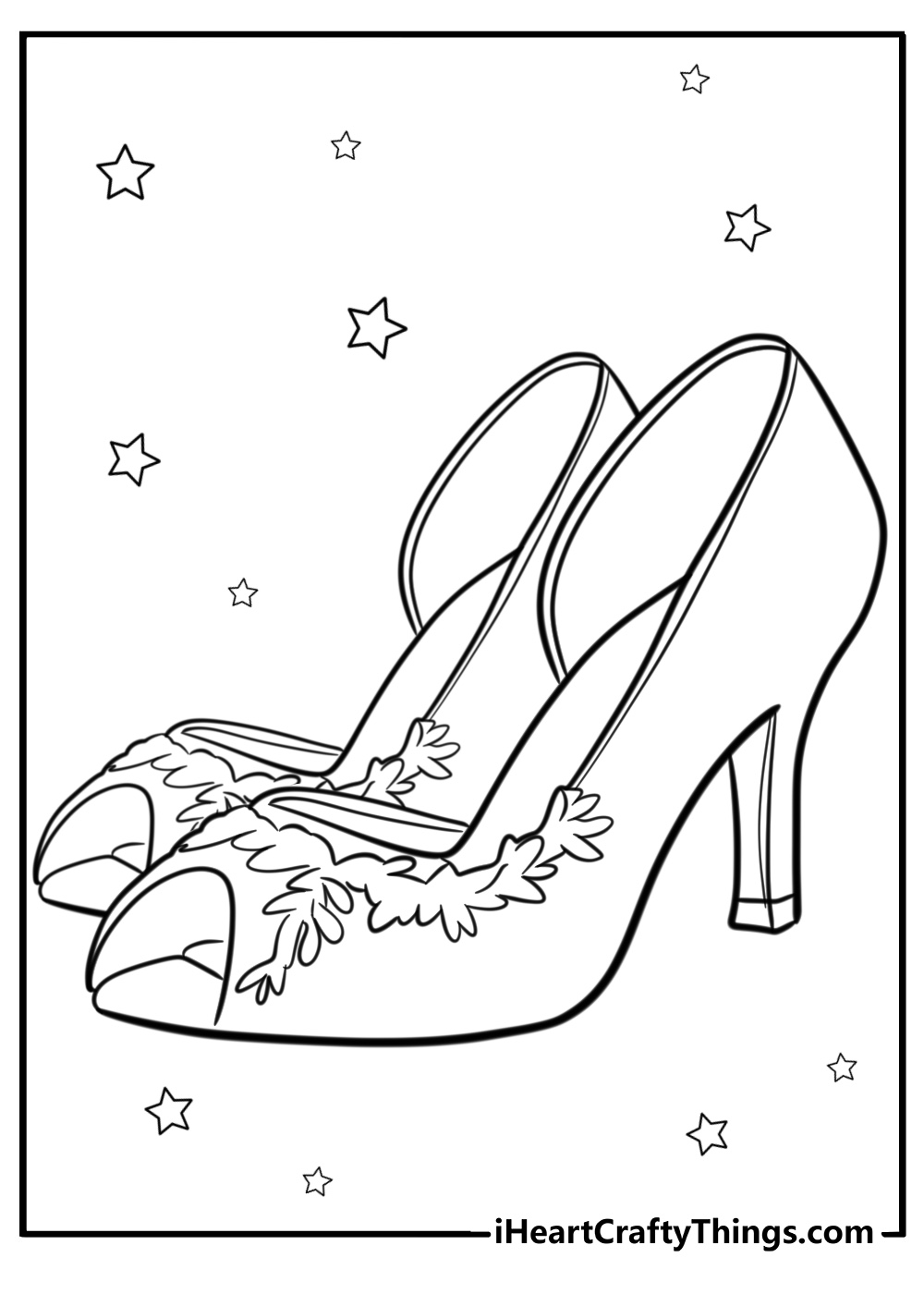 Elegant wedding shoes coloring page for fashion fans