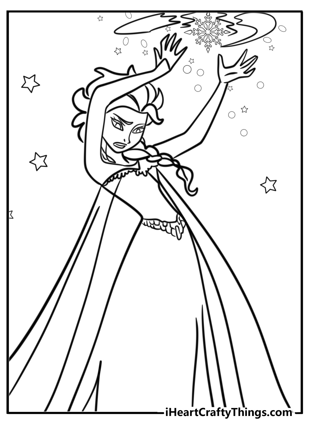 Elsa Using Her Ice Powers Coloring Page for Kids