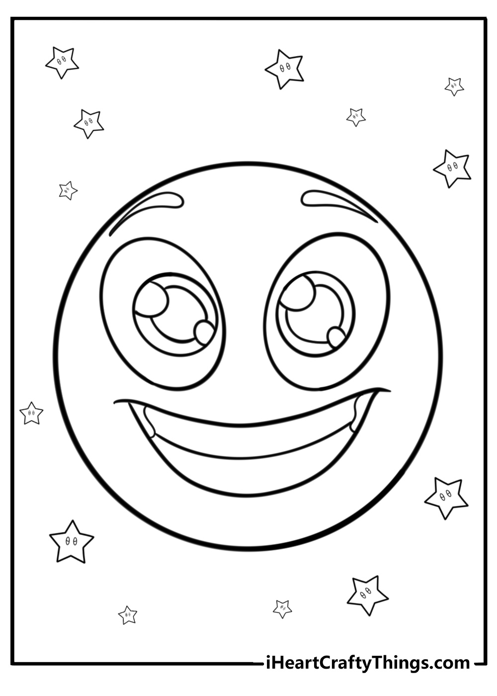 Excited smiley face fun coloring sheet for kids