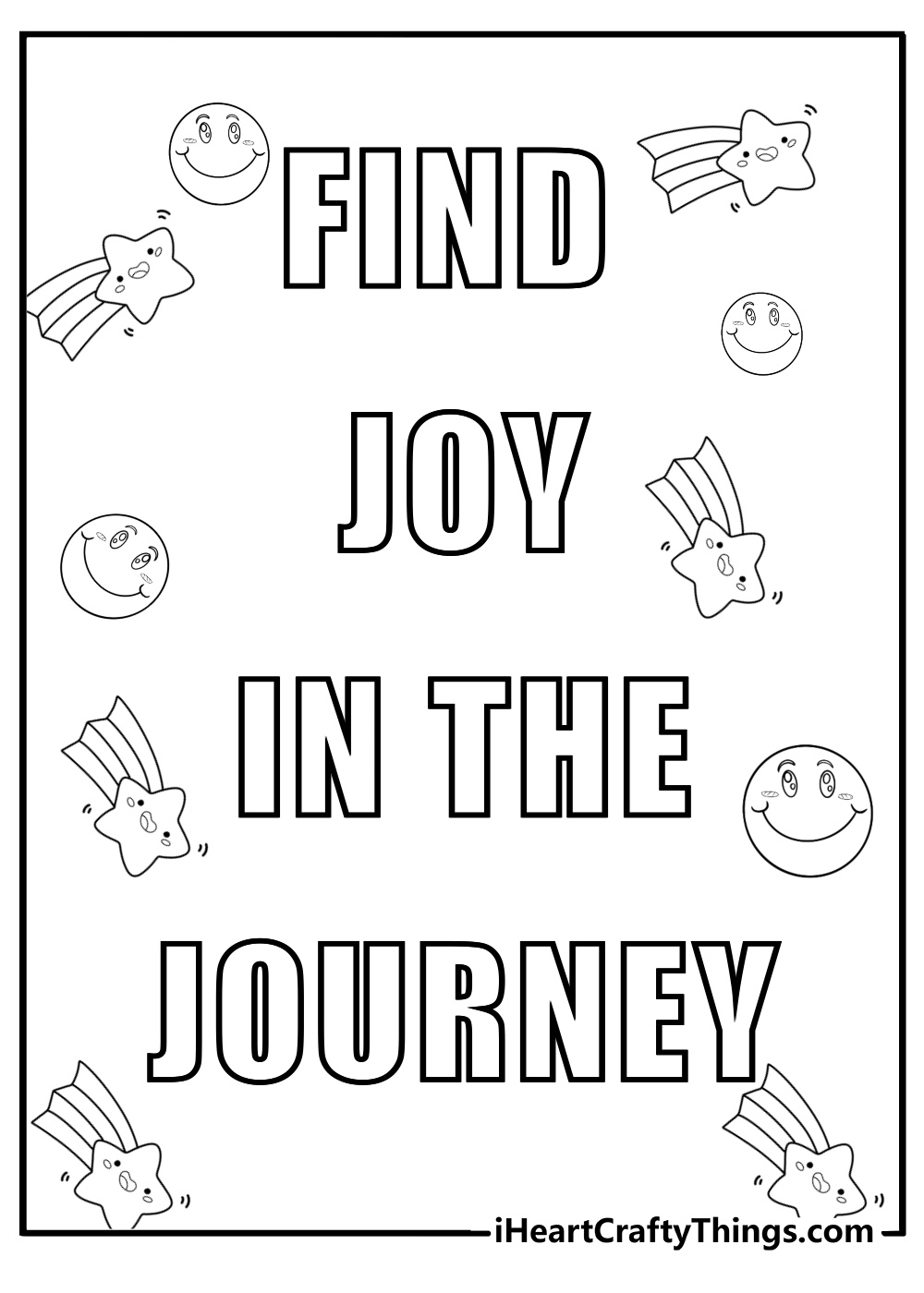 Find joy in the journey detailed quote coloring sheet