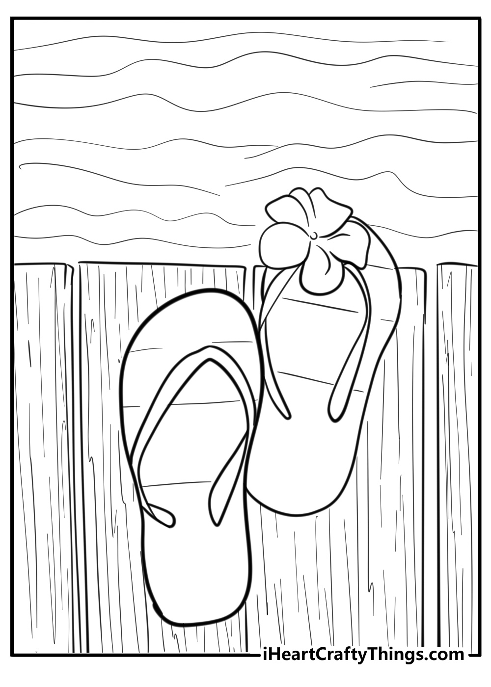 Flip flops by the pool free shoe coloring page pdf