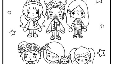 Freckled toca boca girl coloring sheet for kids