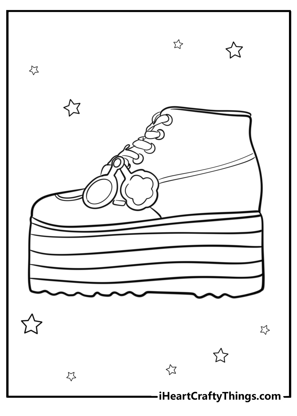 Funky platform shoes fun coloring sheet for kids