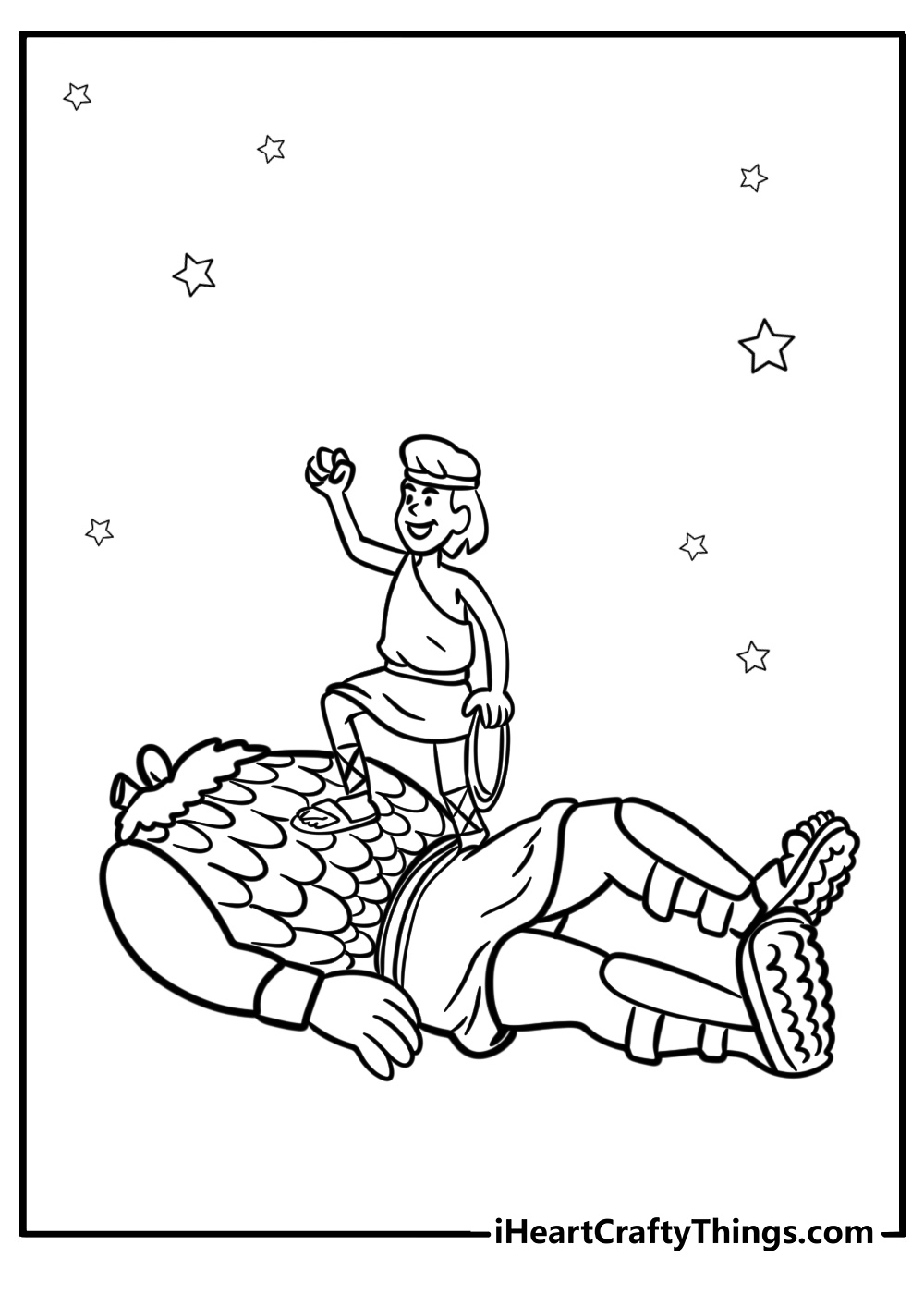 Goliath falling in defeat printable coloring sheet for kids