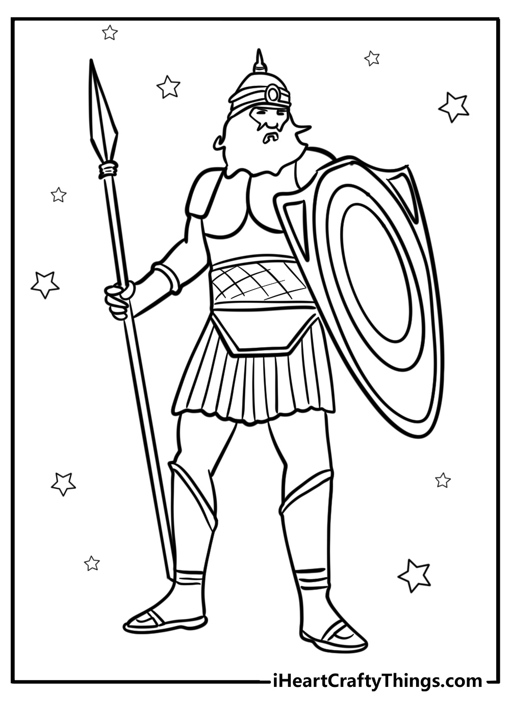 Goliaths giant spear cartoon bible story coloring sheet