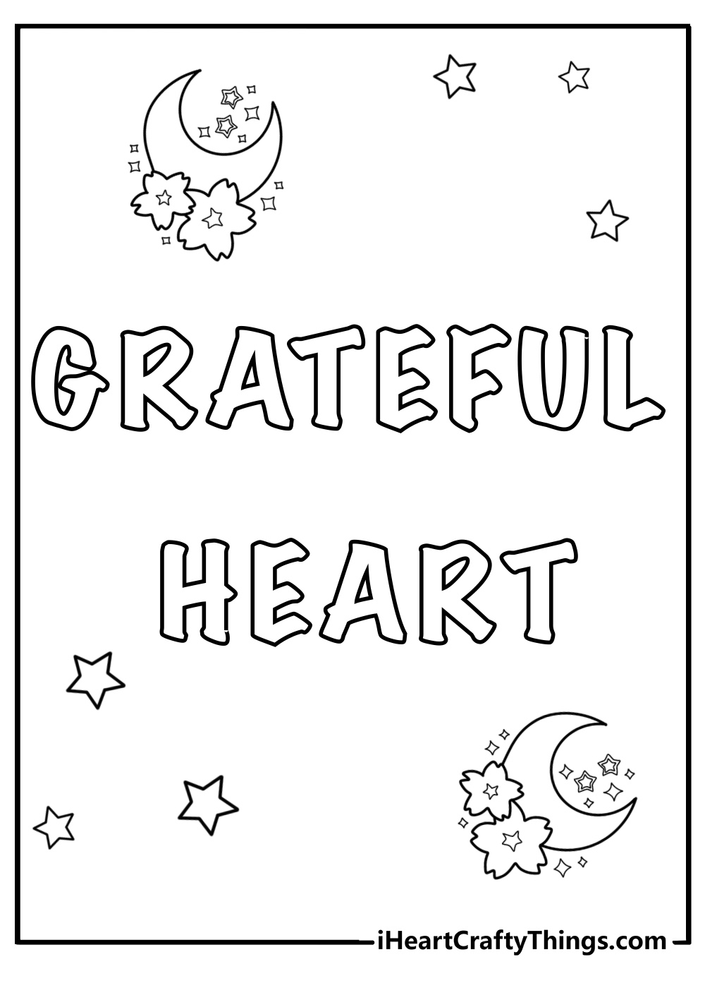 Grateful heart inspirational quote coloring page