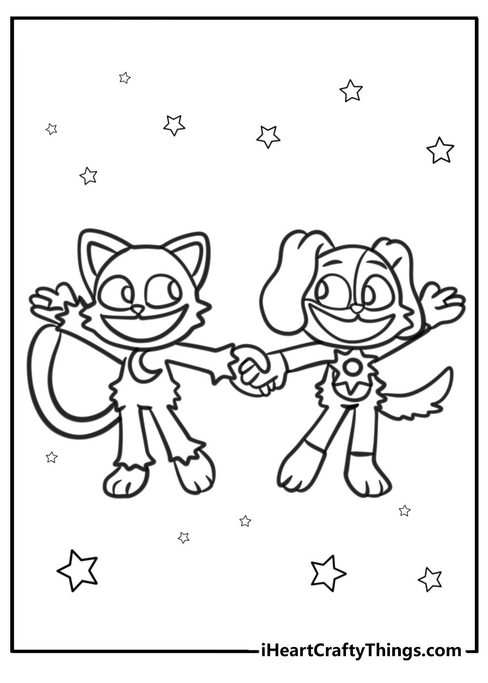 Happy dogday with poppy playtime friends coloring page