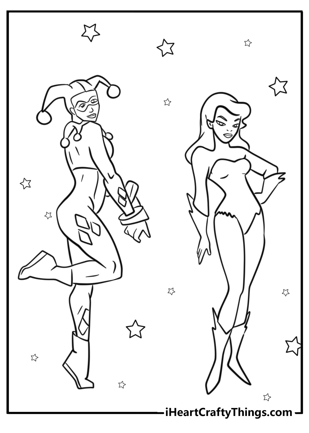 Harley quinn and poison ivy coloring pages