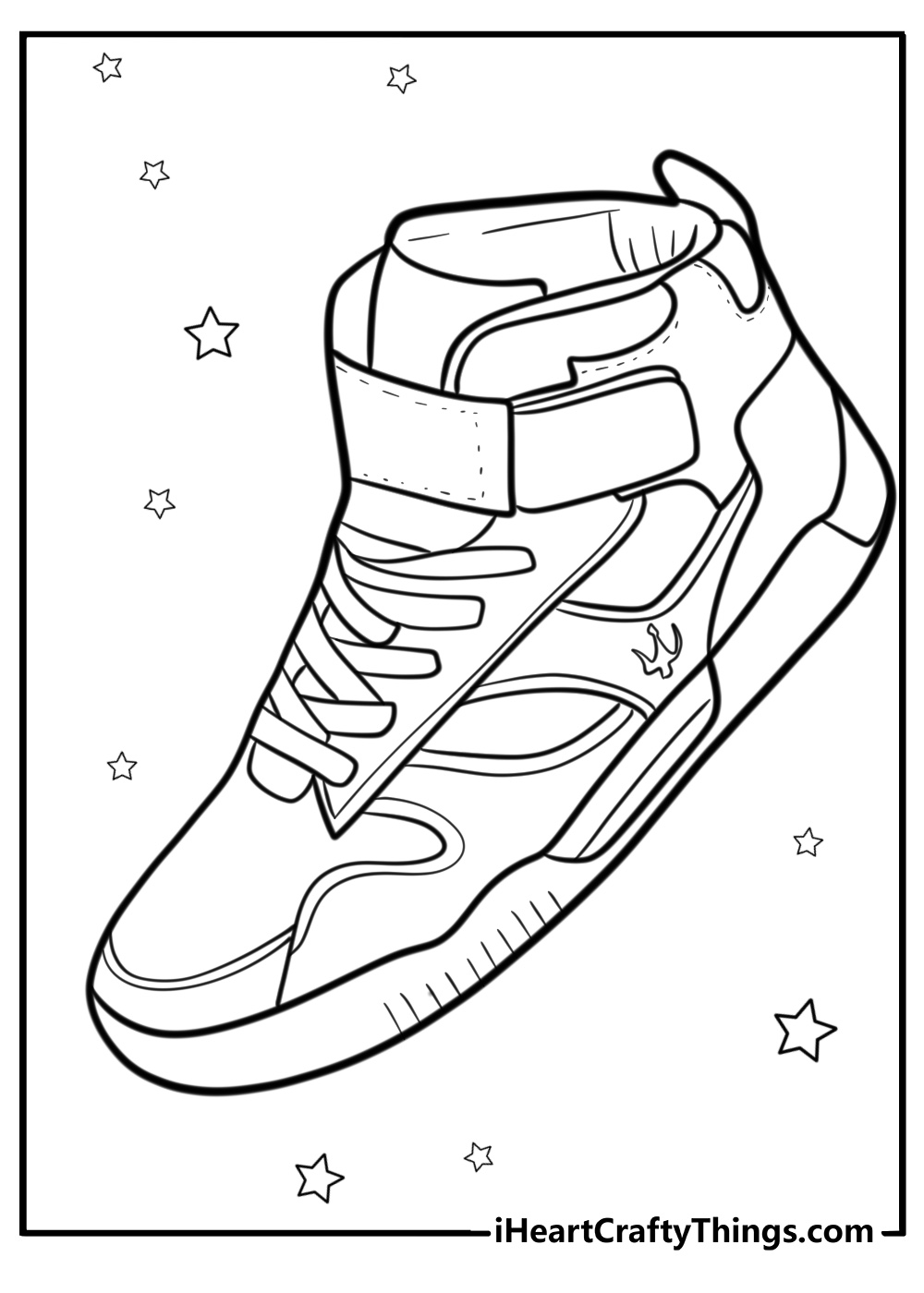 High top sneakers free printable shoe coloring page