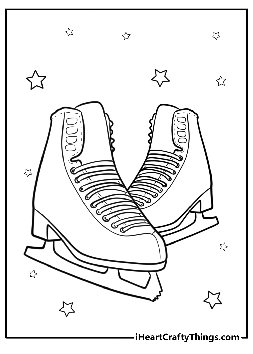 Ice skates on the rink fun coloring sheet