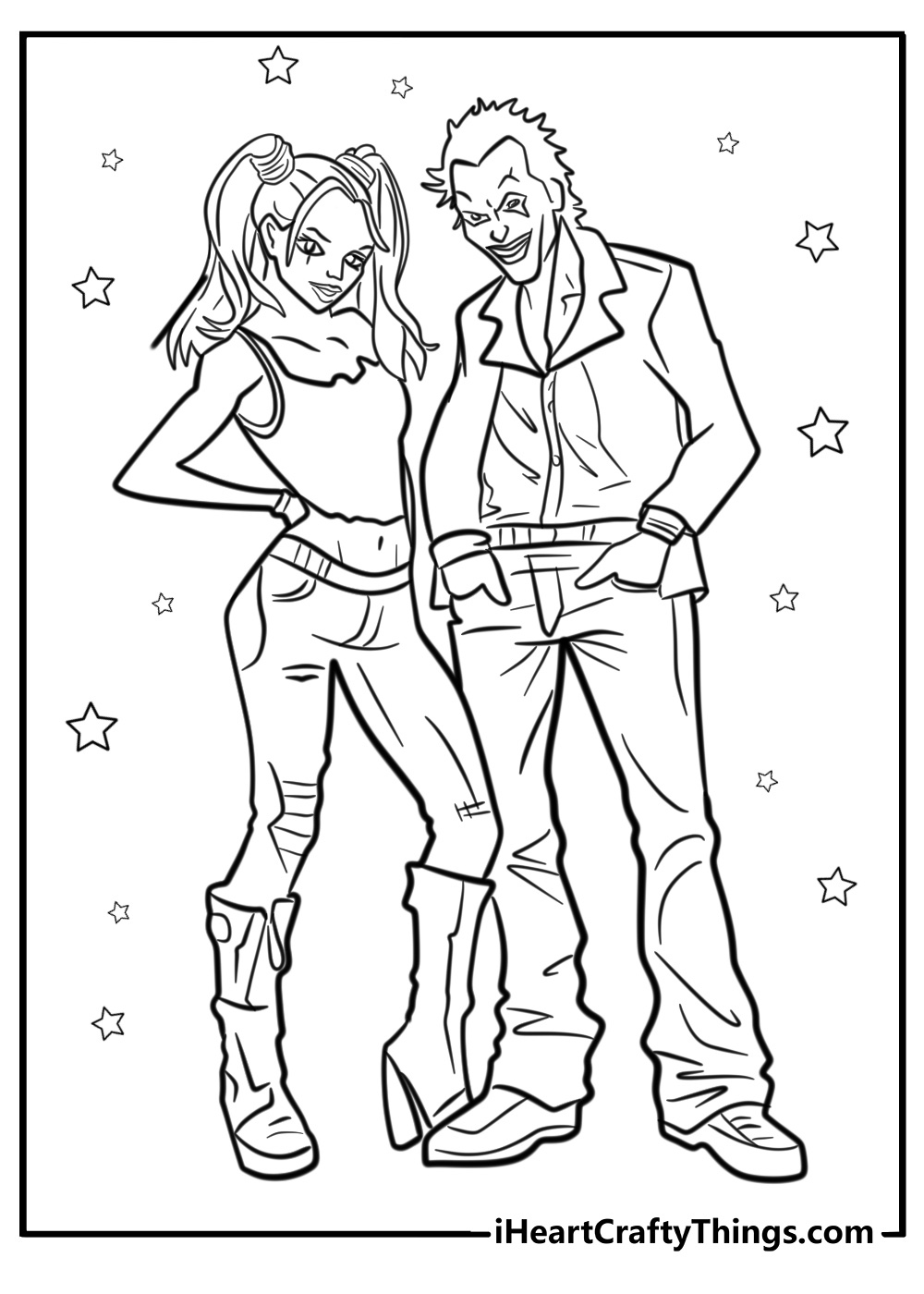 Joker and harley quinn coloring sheet