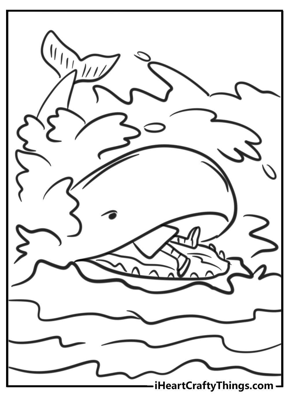 Jonah and the whale bible story printable coloring page for kids 