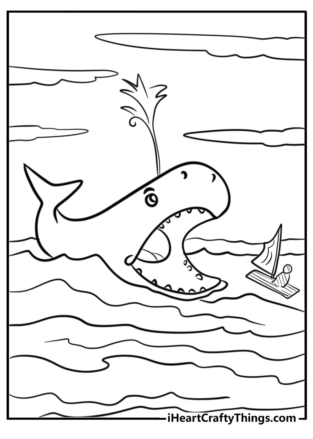 Jonah on the boat during the storm cartoon coloring sheet