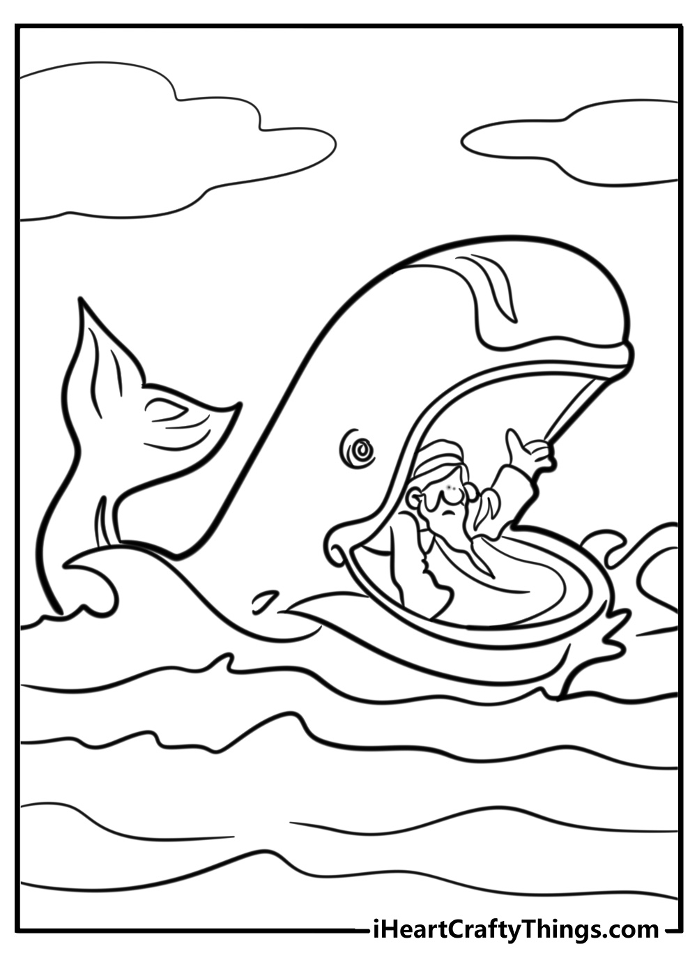 Jonah's prayer inside the whale bible story coloring page