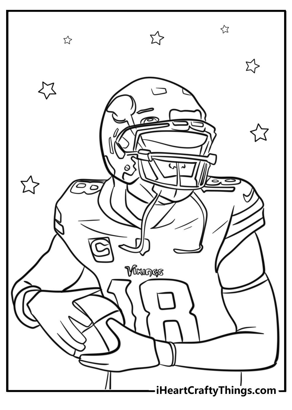 Justin Jefferson catching a football coloring sheet