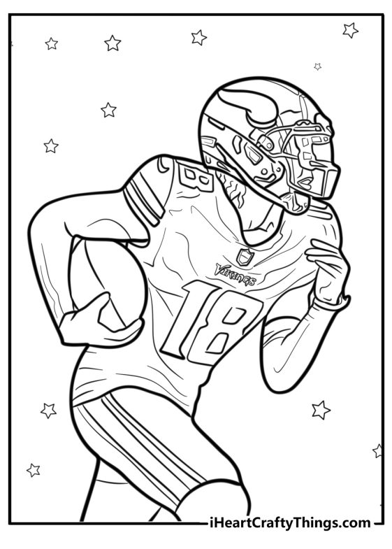 30 Justin Jefferson Coloring Pages - Justin Jefferson Football Game Scene Printable 561x785
