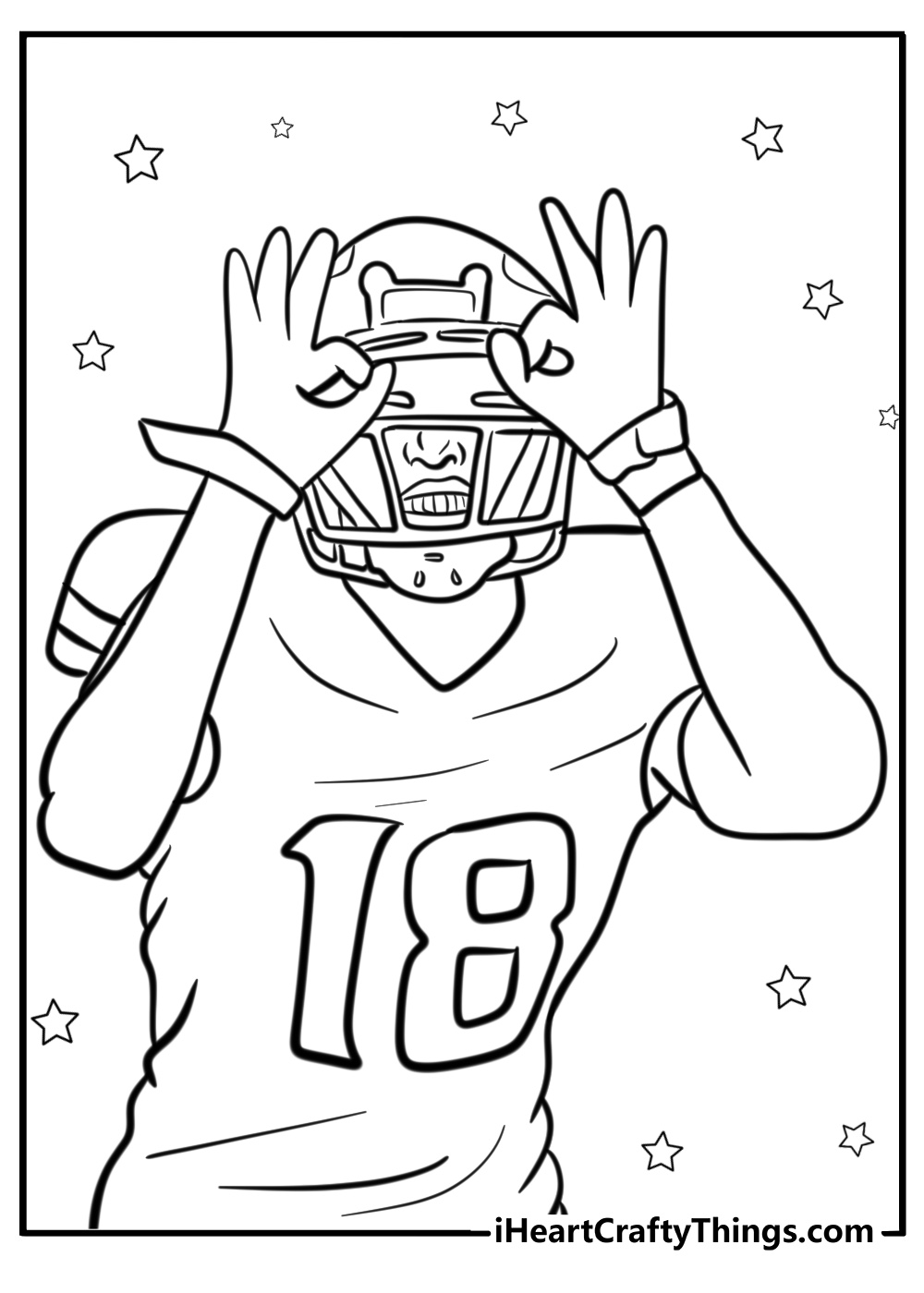 Justin Jefferson football scene printable coloring sheet