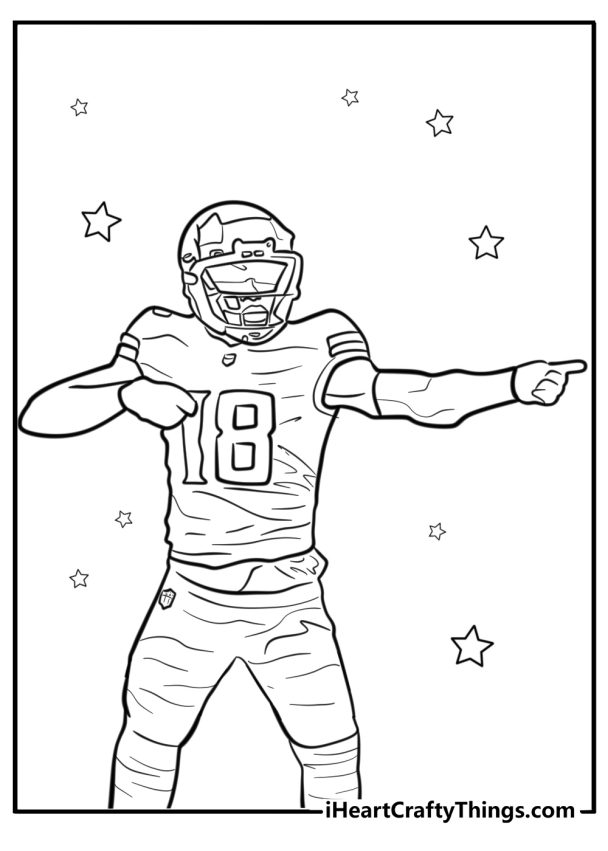 30 Justin Jefferson Coloring Pages - Justin Jefferson Football Stance Printable Sheet 608x851