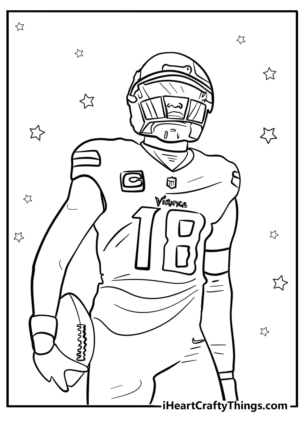 Justin Jefferson in vikings uniform coloring sheet