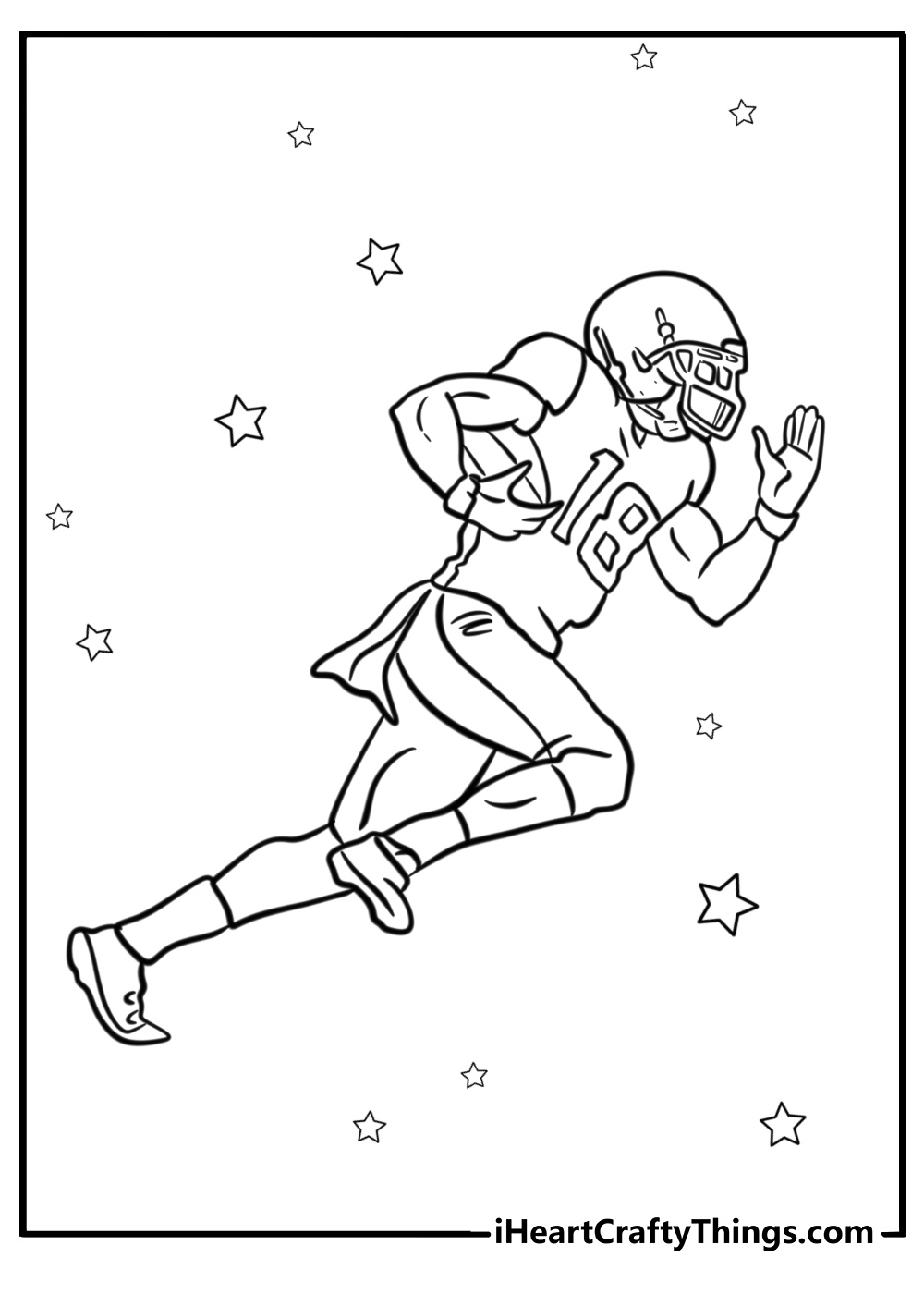 Justin Jefferson leaping for a catch coloring page