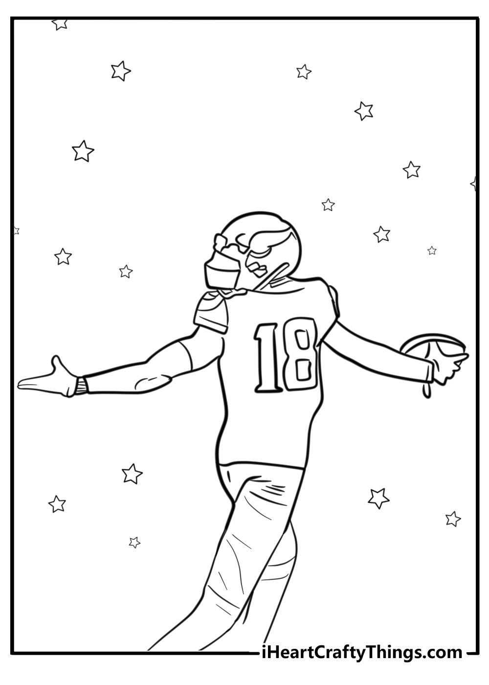 Justin jefferson running with football coloring sheet