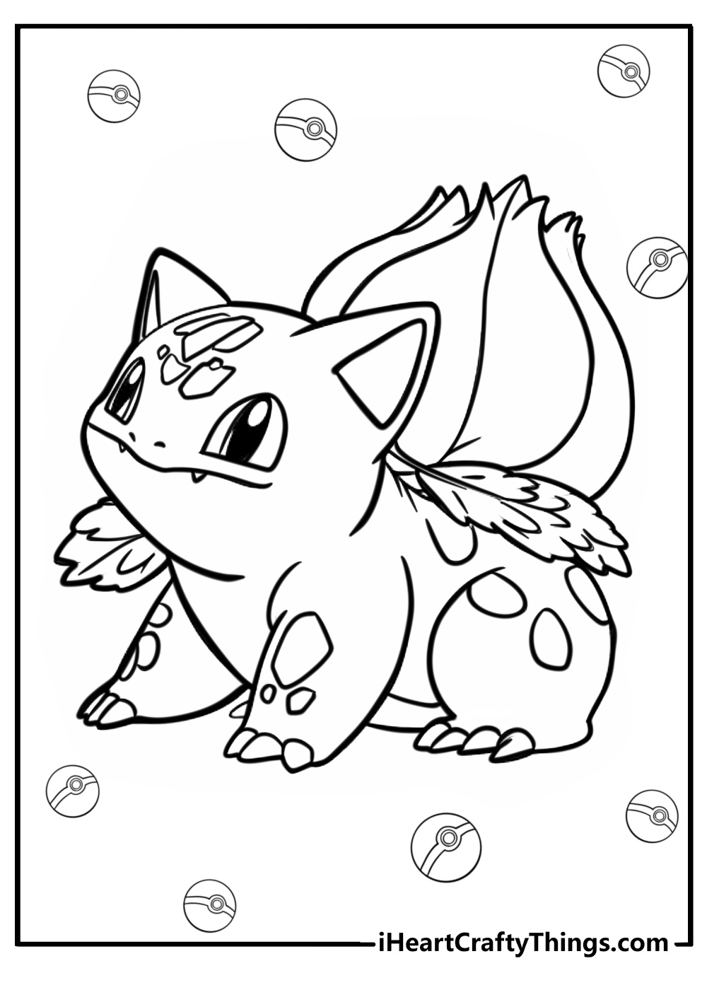 Kawaii bulbasaur holding flowers coloring sheet for preschoolers