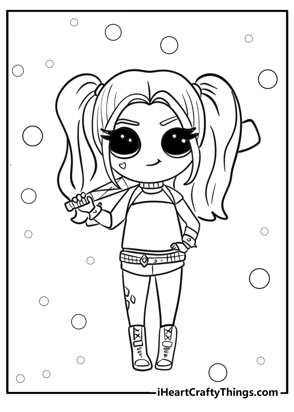 Kawaii harley quinn printables to color