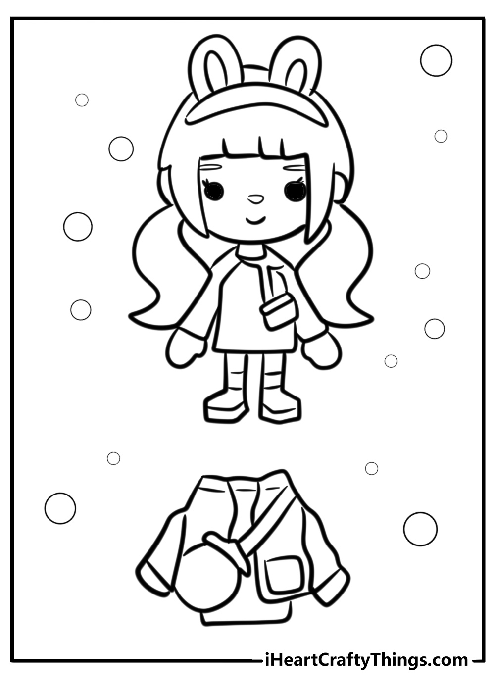 Kawaii toca boca characters in sanrio costumes coloring pages