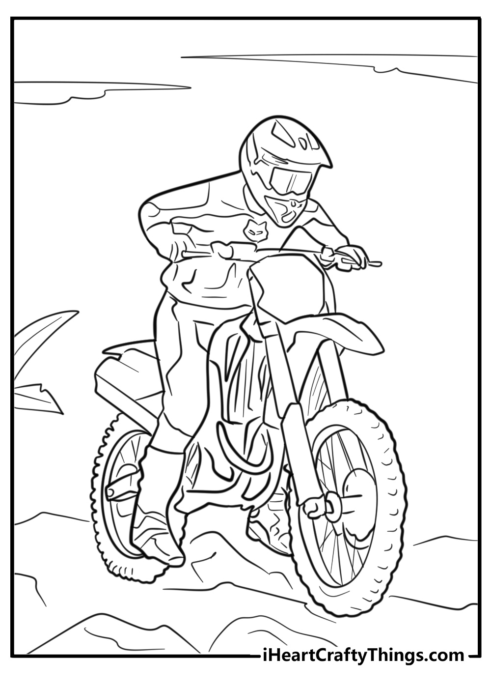 Kawasaki dirt bike rider coloring page