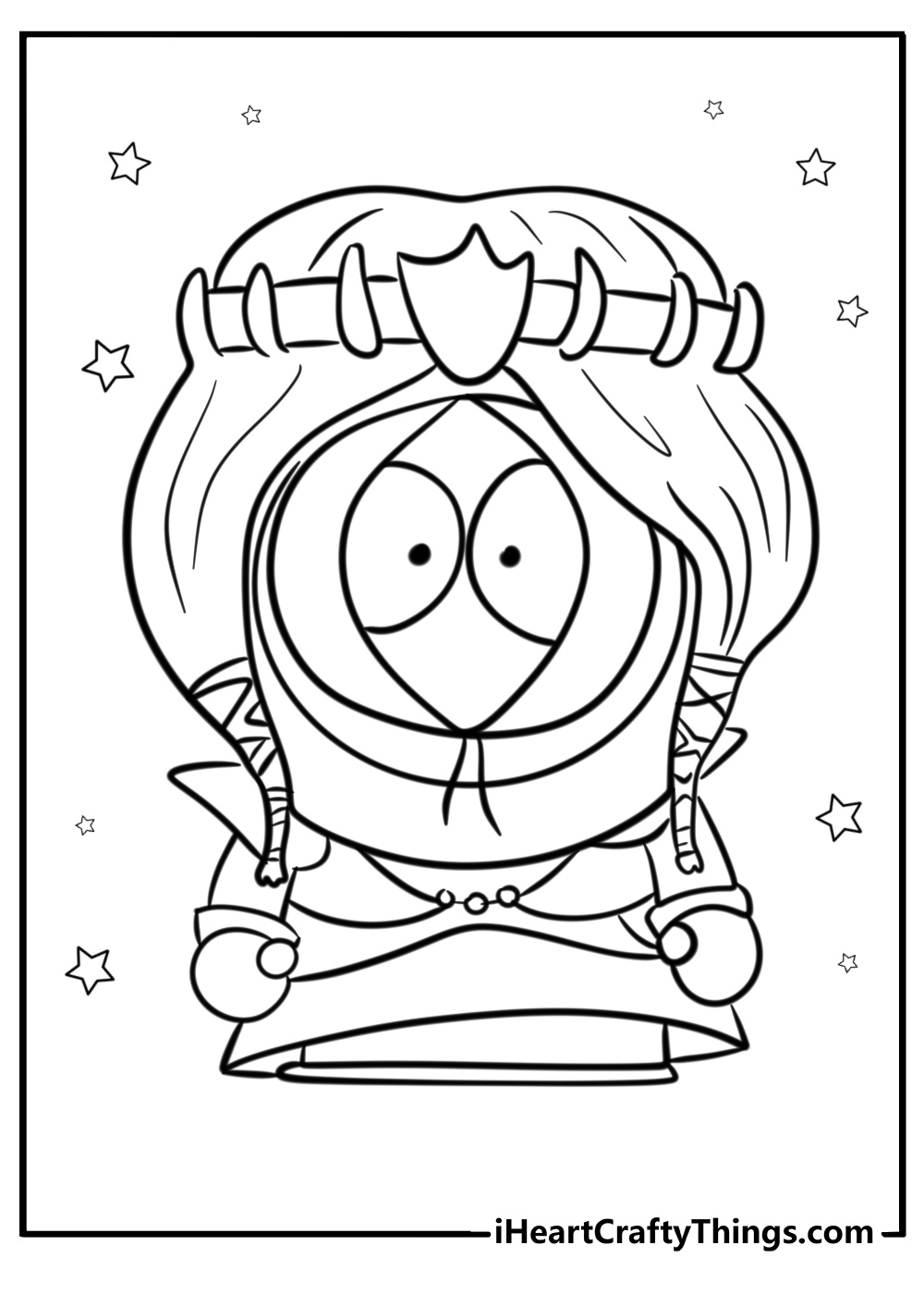 Kenny getting ready for an adventure printable south park coloring sheet