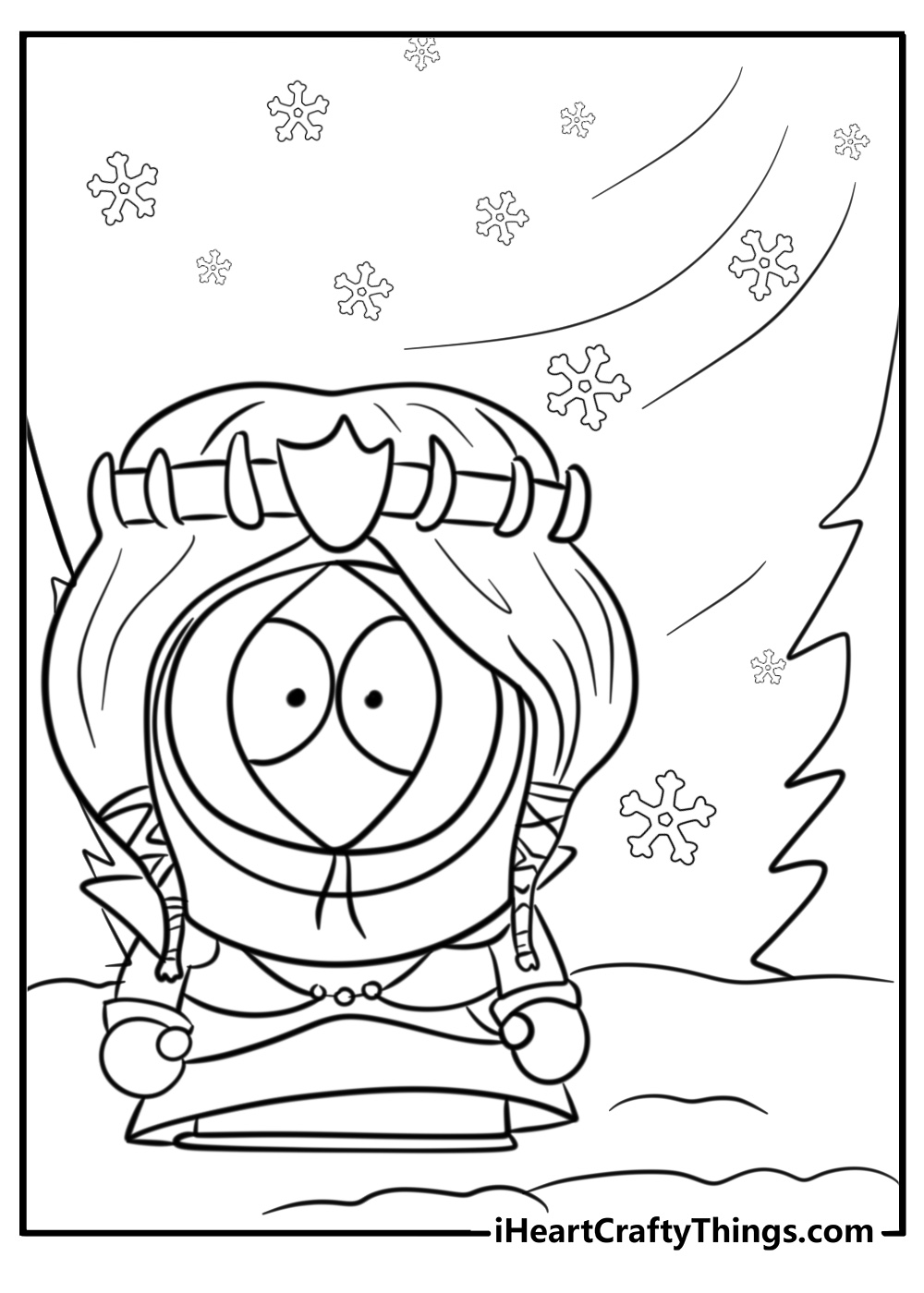 Kenny in a snowstorm free pdf south park coloring page