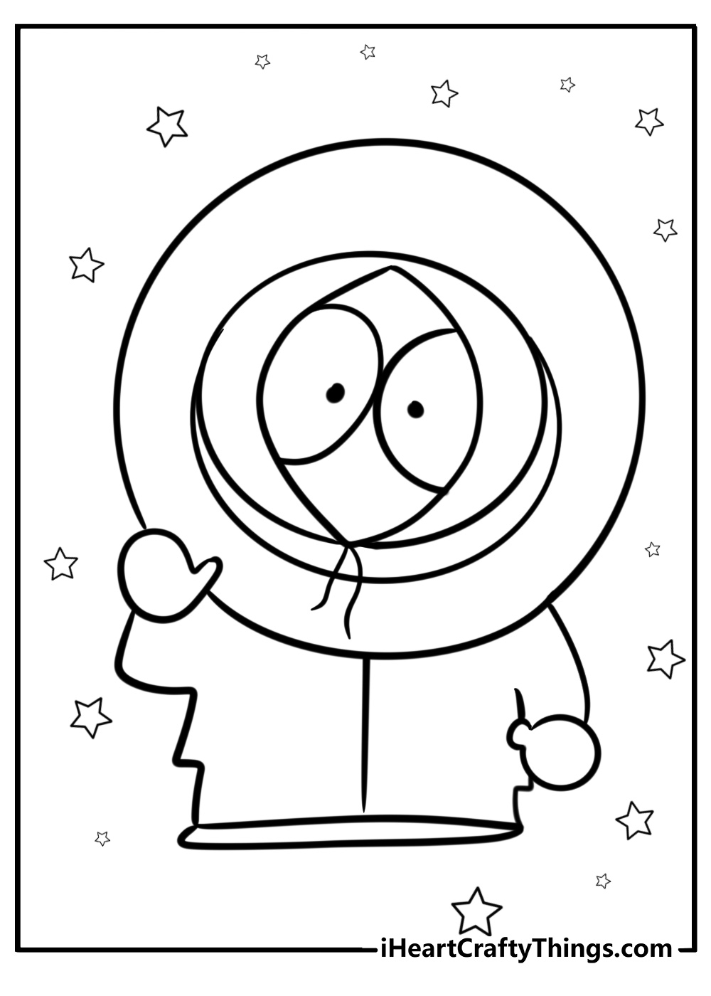 Kenny in his iconic orange hoodie fun south park coloring sheet